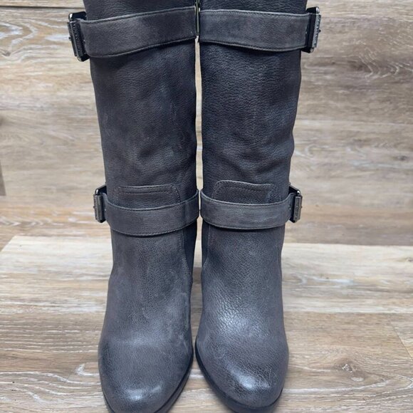 Vince Camuto Callison Gray Leather Heeled Boots Women's Size 8 - Picture 2 of 7
